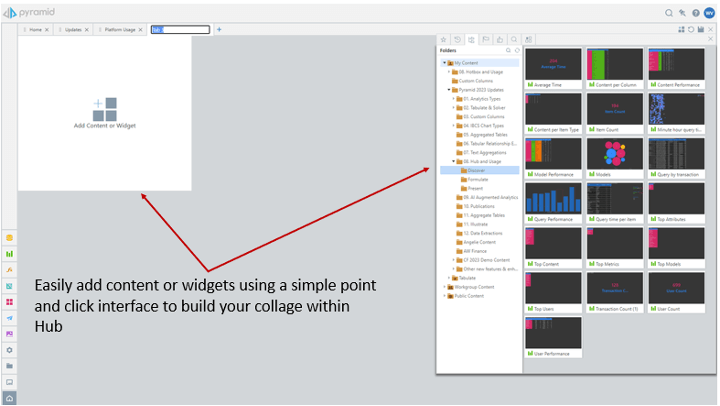 Fig. 1 – With Hub, users can create their own customized home page in Pyramid